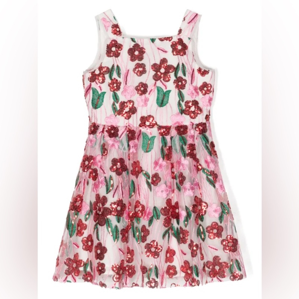 NWT Marlo Tinsel Sequined MiniDress Floral Embroidered Girls Dress - Size 11/12